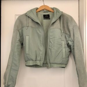 Free People Cropped Fleece & Nylon Track Jacket